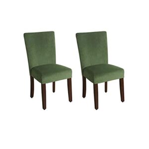 homepop parsons classic upholstered accent dining chair, set of 2, dark green velvet