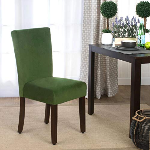 HomePop Parsons Classic Upholstered Accent Dining Chair, Set of 2, Dark Green Velvet