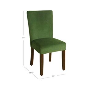 HomePop Parsons Classic Upholstered Accent Dining Chair, Set of 2, Dark Green Velvet