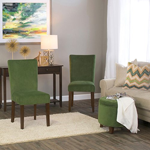 HomePop Parsons Classic Upholstered Accent Dining Chair, Set of 2, Dark Green Velvet