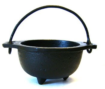 Cast Iron Cauldron w/Handle, Ideal for smudging, Incense Burning, Ritual Purpose, Decoration, Candle Holder, etc. (4" Diameter Handle to Handle, 2.5" Inside Diameter)