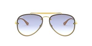 ray-ban rb3584n blaze aviator sunglasses, gold/clear gradient light blue, 61 mm