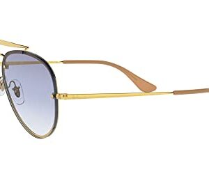 Ray-Ban RB3584N Blaze Aviator Sunglasses, Gold/Clear Gradient Light Blue, 61 mm