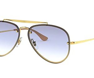 Ray-Ban RB3584N Blaze Aviator Sunglasses, Gold/Clear Gradient Light Blue, 61 mm