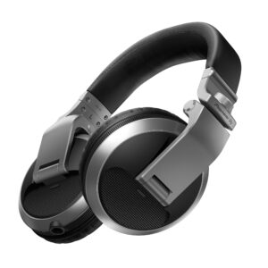 pioneer dj hdj-x5-s - closed-back circumaural dj headphones with 40mm drivers, with 5hz-30khz frequency range, detachable cable, and carry pouch - silver