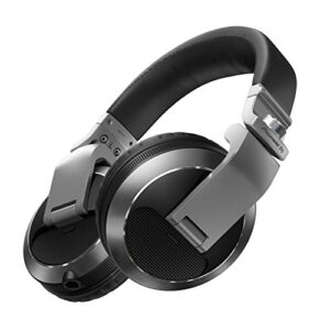 pioneer dj hdj-x7-s - closed-back circumaural dj headphones with 50mm drivers, with 5hz-30khz frequency range, detachable cable, and carry pouch - silver