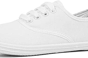 VenusCelia Women's Rainbow Lace Up Sneaker Shoes (8 M US,White)