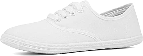 VenusCelia Women's Rainbow Lace Up Sneaker Shoes (8 M US,White)