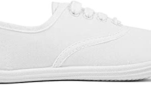 VenusCelia Women's Rainbow Lace Up Sneaker Shoes (8 M US,White)