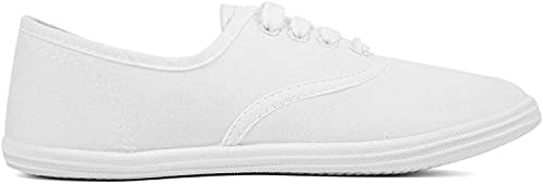 VenusCelia Women's Rainbow Lace Up Sneaker Shoes (8 M US,White)