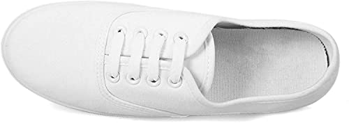 VenusCelia Women's Rainbow Lace Up Sneaker Shoes (8 M US,White)