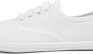 VenusCelia Women's Rainbow Lace Up Sneaker Shoes (8 M US,White)