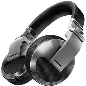 pioneer dj hdj-x10-s - closed-back circumaural dj headphones with 50mm drivers, with 5hz-40khz frequency range, detachable cable, and carrying case - silver