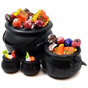 joyin black cauldron with handle 8" for st. patrick's day party favors decorations, halloween parties candy bucket, candy kettle and pot of gold cauldron (pack of 4)