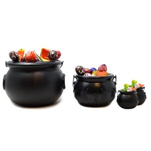 JOYIN Black Cauldron with Handle 8" for St. Patrick's Day Party Favors Decorations, Halloween Parties Candy Bucket, Candy Kettle and Pot of Gold Cauldron (Pack of 4)