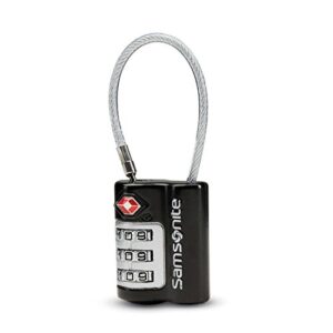 samsonite travel sentry 3-dial combination cable lock, black, one size