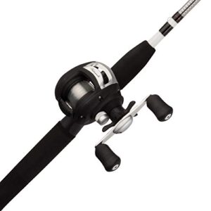 shakespeare alpha medium 6' low profile fishing rod and bait cast reel combo (2 piece),black, white