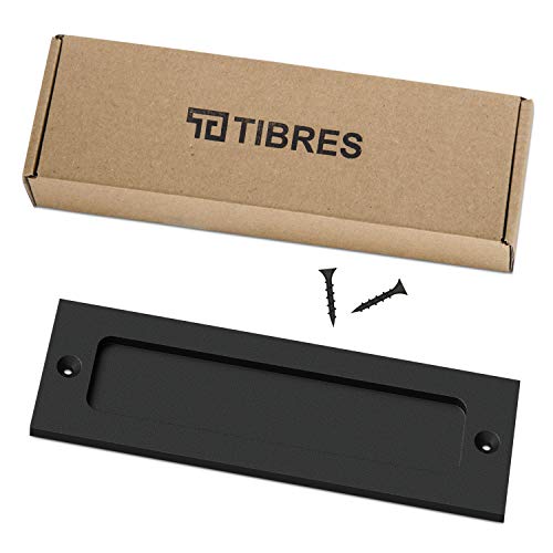 Tibres - 7" Sliding Barn Door Handle - Flush Pull Handle for Sliding Doors Cabinets Closet and Drawers - Black