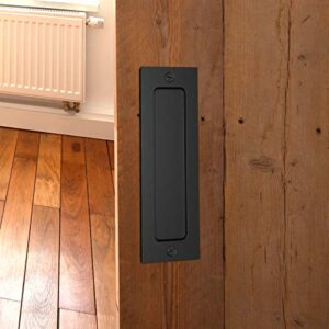 Tibres - 7" Sliding Barn Door Handle - Flush Pull Handle for Sliding Doors Cabinets Closet and Drawers - Black