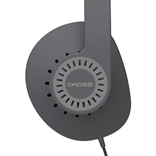 Koss KPH30iK On-Ear Headphones, in-Line Microphone and Touch Remote Control, D-Profile Design, Wired with 3.5mm Plug, Dark Grey and Black