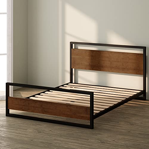 ZINUS Suzanne Bamboo and Metal Platform Bed Frame with Footboard / Wood Slat Support / No Box Spring Needed / Easy Assembly, King