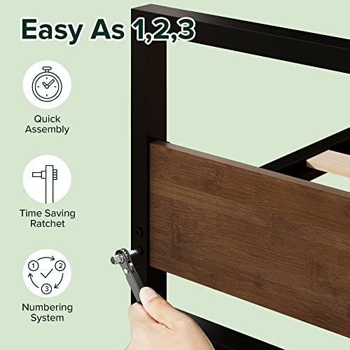 ZINUS Suzanne Bamboo and Metal Platform Bed Frame with Footboard / Wood Slat Support / No Box Spring Needed / Easy Assembly, King