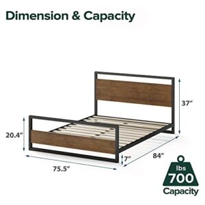 ZINUS Suzanne Bamboo and Metal Platform Bed Frame with Footboard / Wood Slat Support / No Box Spring Needed / Easy Assembly, King