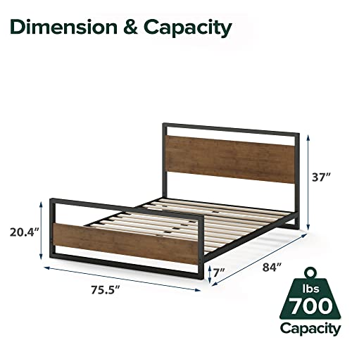 ZINUS Suzanne Bamboo and Metal Platform Bed Frame with Footboard / Wood Slat Support / No Box Spring Needed / Easy Assembly, King