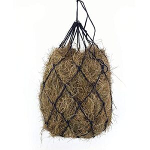 bloomoak hay net for horse, black hay bag 40" length and 4" larger holes with metal rings for goat (1 pcs (40" length & 4“ hole)