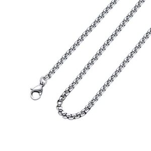 monily 4mm 22in square rolo stainless steel chain necklace round box necklace men women jewellery
