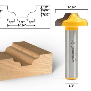 YONICO CNC Cabinet Door Rail & Stile Router Bit (Traditional Ogee - 1-1/4" CD - 1/2" Shank)