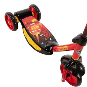 Huffy Disney Pixar Cars Preschool Scooter with Lights, Bell & A Water Bottle, Superhero Red, Pixar Cars with Lights & Water Bottle