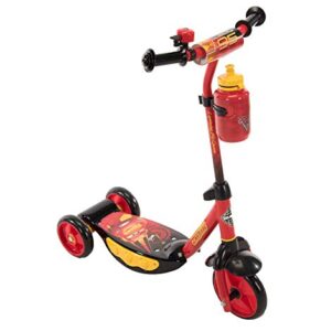 Huffy Disney Pixar Cars Preschool Scooter with Lights, Bell & A Water Bottle, Superhero Red, Pixar Cars with Lights & Water Bottle