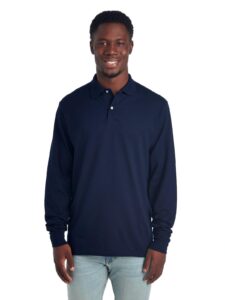 jerzees men's spotshield stain resistant polo shirts (short & long, long sleeve-navy, xx-large