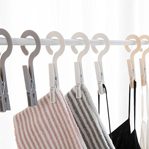 JCBIZ 12-Pack Drying Clips Laundry Hooks, Portable Clothes Pins Hanging, Plastic Clips Hanger Best for Home Travel Outdoor - (Dark Grey)