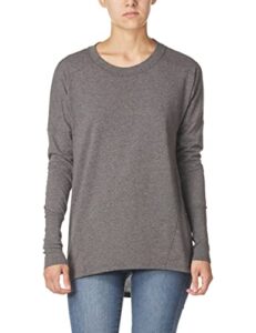fruit of the loom women's essentials all day long sleeve scoop neck t-shirt, black heather,xl