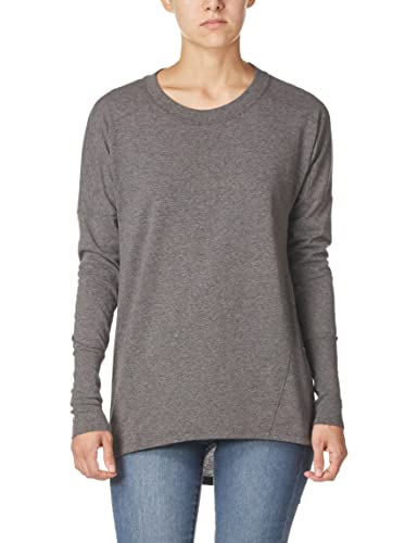 Fruit of the Loom Women's Essentials All Day Long Sleeve Scoop Neck T-Shirt, BLACK HEATHER,XL