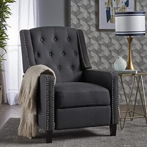 Christopher Knight Home Izidro Traditional Fabric Recliner, Dark Charcoal / Dark Brown