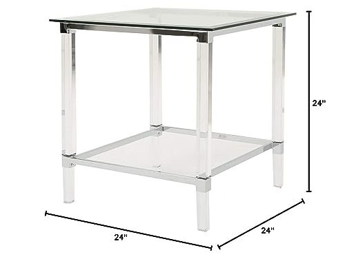 Christopher Knight Home Orianna Acrylic and Tempered Glass Square Side Table, Clear, 24 in x 24 in x 24 in