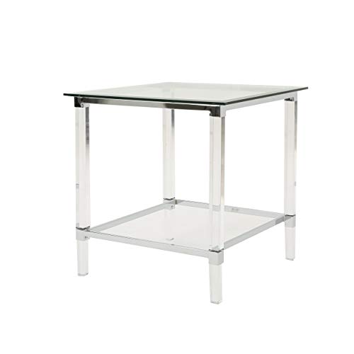 Christopher Knight Home Orianna Acrylic and Tempered Glass Square Side Table, Clear, 24 in x 24 in x 24 in