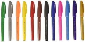 pentel ses15cpc12 sign pen brush flexible point marker, assorted, 12/pack