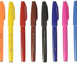 Pentel Ses15cpc12 Sign Pen Brush Flexible Point Marker, Assorted, 12/Pack