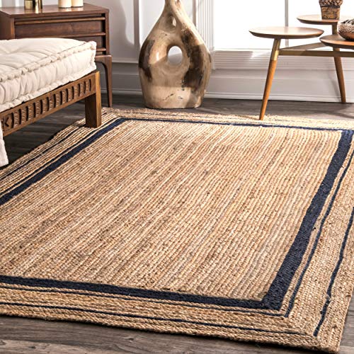 nuLOOM Rikki Coastal Braided Jute Area Rug, 4x6, Navy