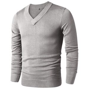 ltifone sweaters for men, mens v neck sweater slim fit comfortably, knitted long sleeve sweater, men casual business pullover dress sweater (grey,xl)
