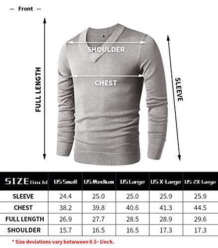 LTIFONE Sweaters for Men, Mens V Neck Sweater Slim Fit Comfortably, Knitted Long Sleeve Sweater, Men Casual Business Pullover Dress Sweater (Grey,XL)