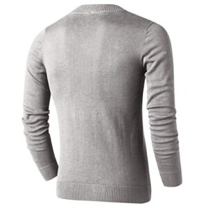 LTIFONE Sweaters for Men, Mens V Neck Sweater Slim Fit Comfortably, Knitted Long Sleeve Sweater, Men Casual Business Pullover Dress Sweater (Grey,XL)