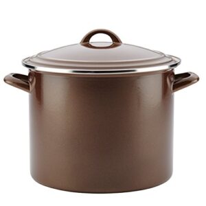 ayesha curry enamel on steel stock pot/stockpot with lid, 12 quart, brown sugar