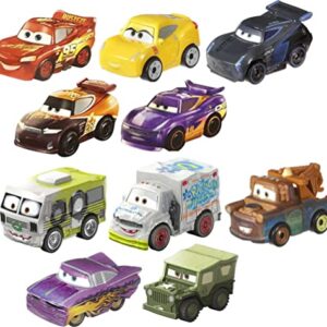 Mattel Disney Cars Toys Mini Racers Set of 10 Mini Toy Cars & Trucks, Collectibles Inspired by Disney Movies [Styles May Vary] (Amazon Exclusive)