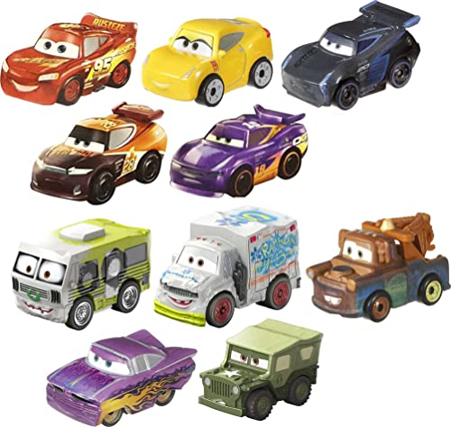 Mattel Disney Cars Toys Mini Racers Set of 10 Mini Toy Cars & Trucks, Collectibles Inspired by Disney Movies [Styles May Vary] (Amazon Exclusive)