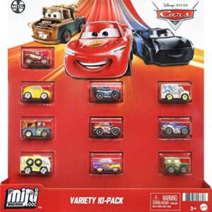 Mattel Disney Cars Toys Mini Racers Set of 10 Mini Toy Cars & Trucks, Collectibles Inspired by Disney Movies [Styles May Vary] (Amazon Exclusive)